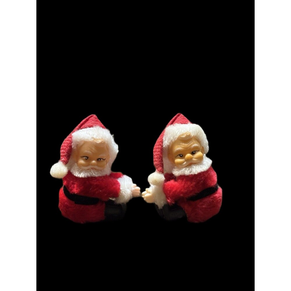 Lot Of 2 Vintage 1970's Clip On Santa Claus Tree Or Candle Huggers